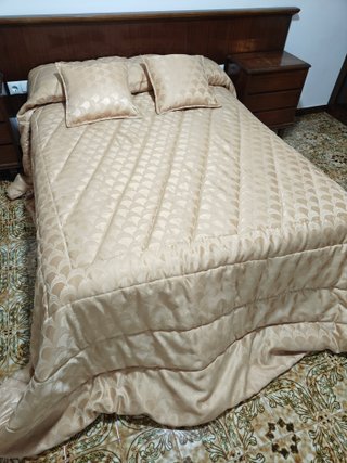 Colcha vintage reversible + cojines (lavada)