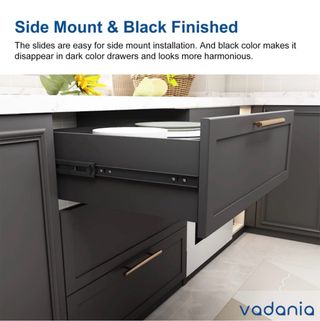 Jogo corrediças para gaveta preto Vadania - NOVO