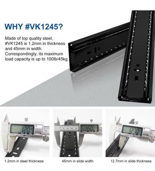 Jogo corrediças para gaveta preto Vadania - NOVO