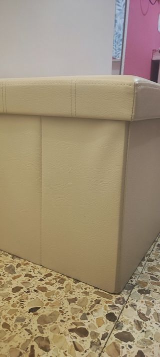 Puff almacenamiento color beige
