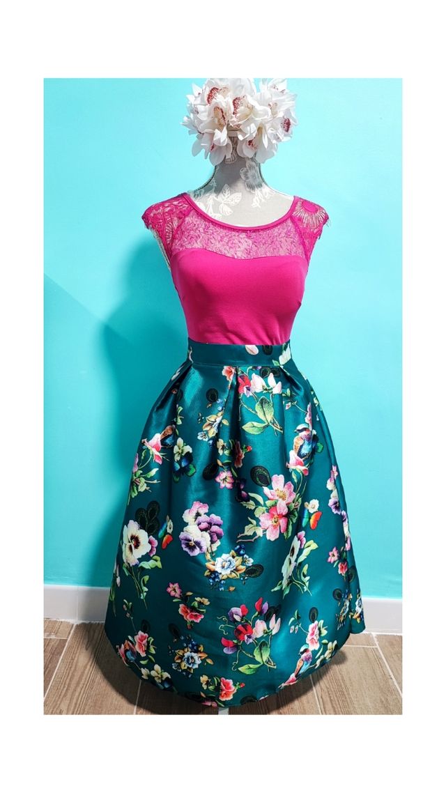 Falda verde estampada T.S