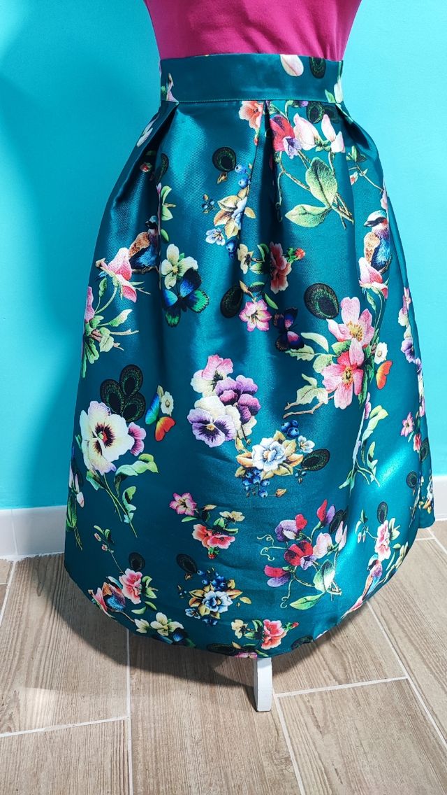 Falda verde estampada T.S