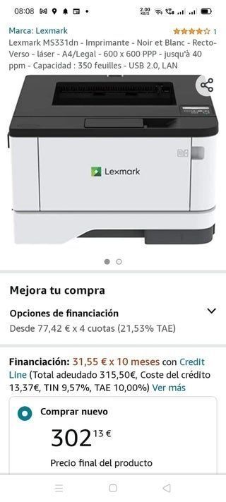 Impresora láser Lexmark MS331DN ( B/N ) ¡¡NUEVA!!