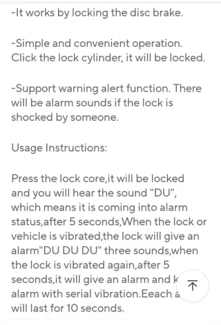 Nuevo Alarma Antirrobo Cerradura Rueda con Cable