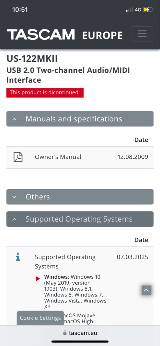 Tarjeta de sonido externa TASCAM US-122 MKII