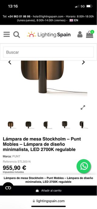 Lámpara Stockholm Punt Mobles