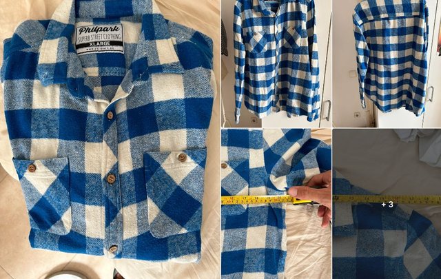 Camisa a cuadros azul y blanca Philpark talla XL