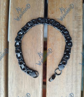 Bracciale maglia Bizantina NERO acciaio 8,5mm 23cm
