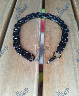 Bracciale maglia Bizantina NERO acciaio 8,5mm 23cm