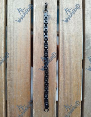 Bracciale maglia Bizantina NERO acciaio 8,5mm 23cm