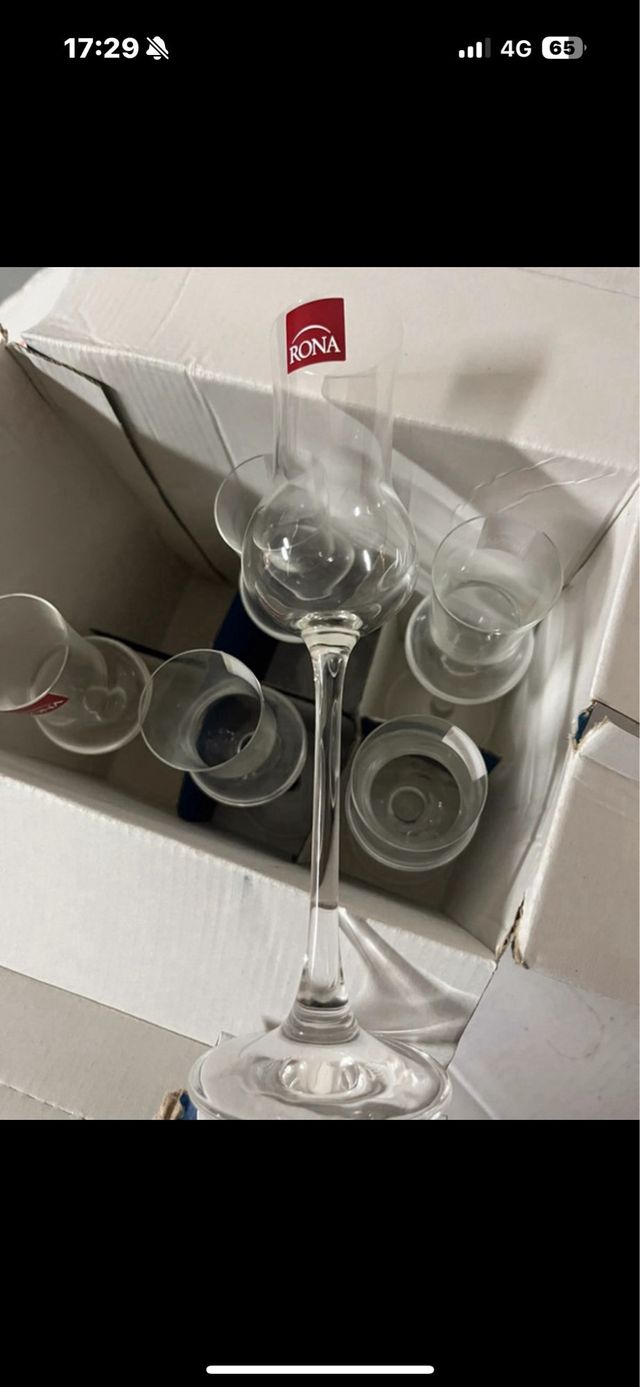 Set sei bicchieri vetro cristallo grappino/liquore