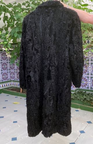 Abrigo de astracán Karakul negro | Talla XL