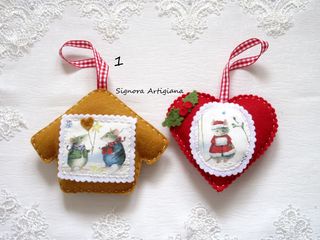 Addobbi Natalizi Fatto a mano Felro Topini Set 2pz