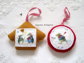 Addobbi Natalizi Fatto a mano Felro Topini Set 2pz