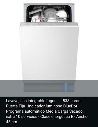 Lavastoviglie da incasso 45