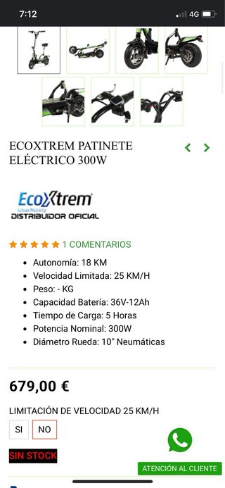 Ecoxtrem 300 w patinete electrico