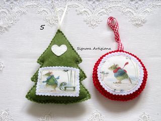 Addobbi Natalizi Fatto a mano Felro Topini Set 2pz