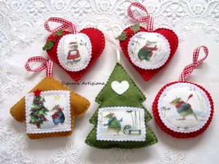 Addobbi Natalizi Fatto a mano Felro Topini Set 5pz