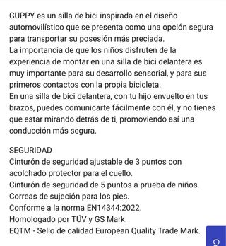 Silla Bicicleta Delantera Guppy Mini+
