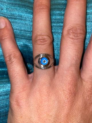 Anillo ajustable en acero inoxidable ojo turco