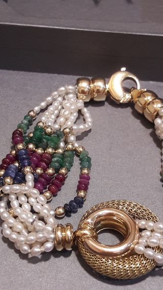 Pulsera  oro 18kl  750ml.zafiros, rubis,etc.oferta