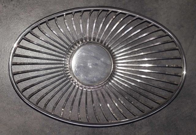 Cestino metallico ovale tavola in Silver Plated.