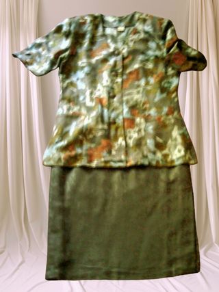 Fato saia e casaco em linho estampado