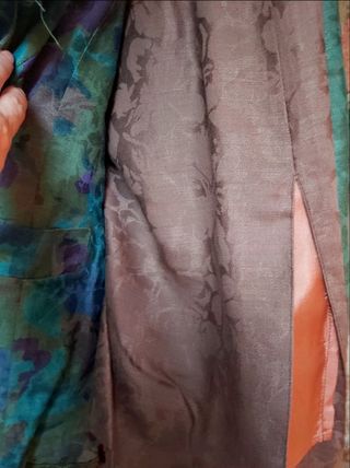 Fato saia e casaco em linho estampado