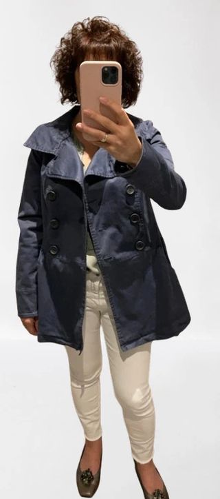 Chaqueta color azul estilo gabardina Talla S