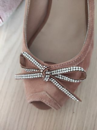 Zapatos piel rosa palo tacón 39