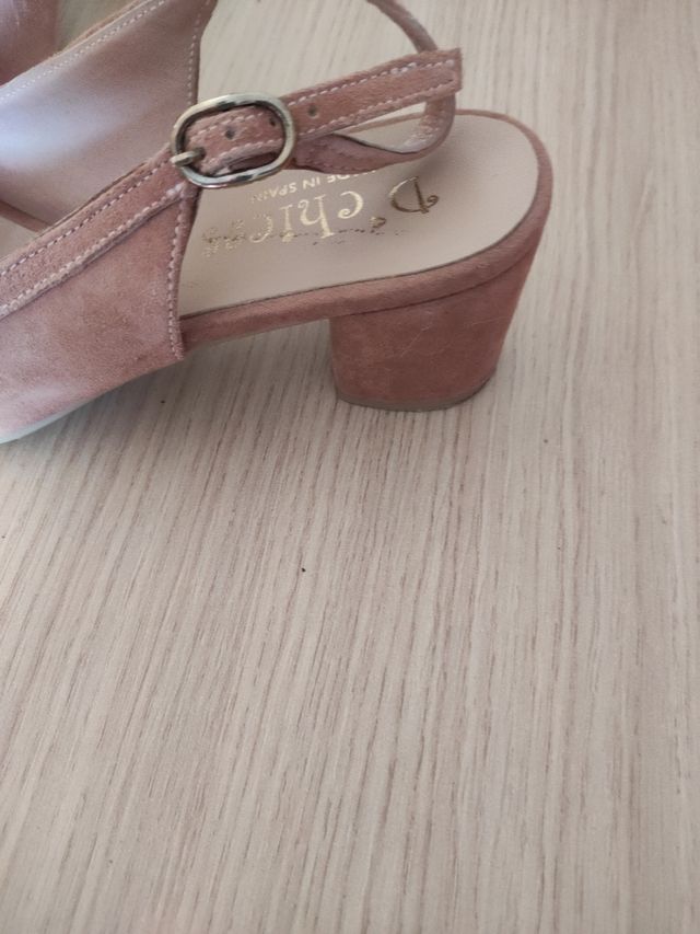 Zapatos piel rosa palo tacón 39