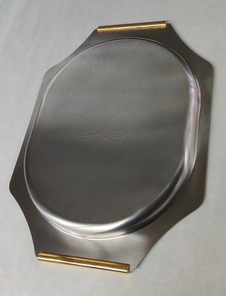 Vassoio vintage in acciaio e Oro 24 Kt F.lli Raza