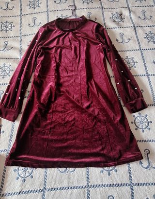 VESTIDO ROJO VINO CENA NAVIDAD