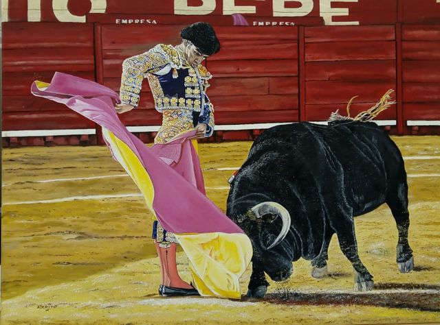 Cuadro pintado al oleo del torero JOSE TOMAS
