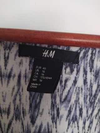 H&M Vestido blanco y azul estampado talla 46