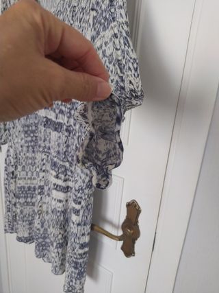 H&M Vestido blanco y azul estampado talla 46