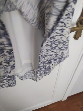 H&M Vestido blanco y azul estampado talla 46