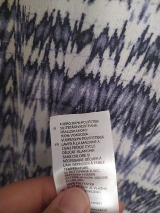 H&M Vestido blanco y azul estampado talla 46