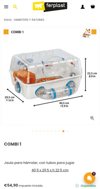 Jaula hámster Ferplast + complementos