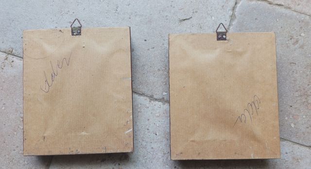 Due quadretti legno fiori