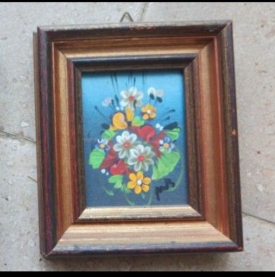 Due quadretti legno fiori