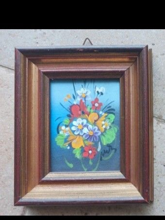 Due quadretti legno fiori