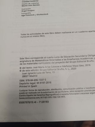 Libro Matemáticas académicas 4° ESO