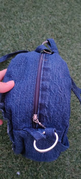 Bolso flor redondo vaquero artesanal