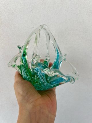 Cestino in vetro colore verde/azzurro