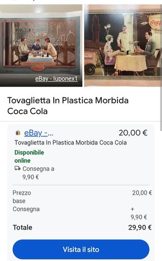 Vintage Set 5 tovagliette Coca Cola