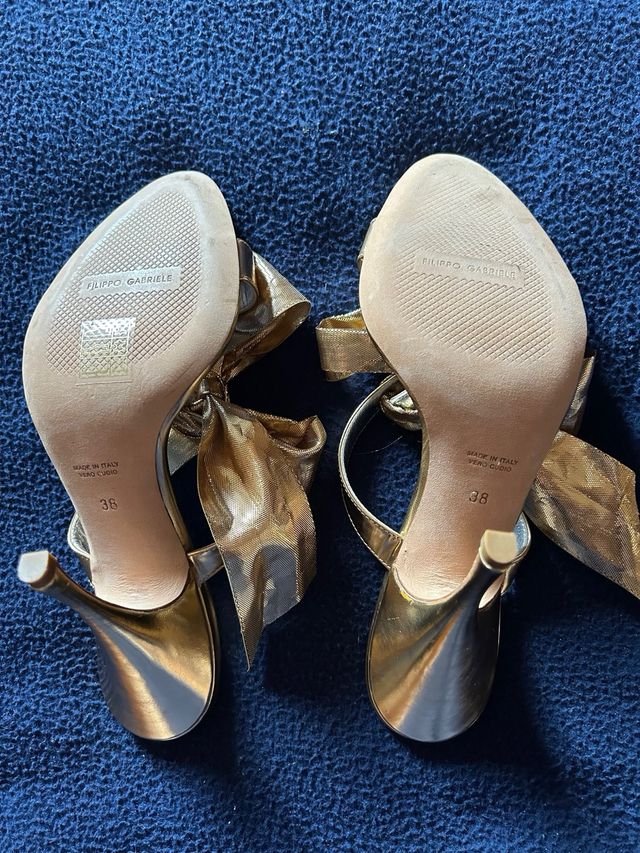 Luxury Shoes Filippo Gabriele sandalo oro in pelle