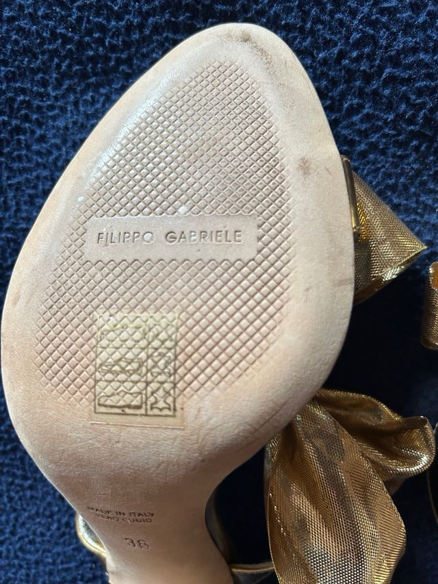 Luxury Shoes Filippo Gabriele sandalo oro in pelle