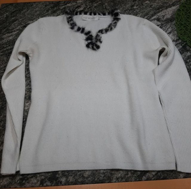 Maglia donna con pelliccia maculata