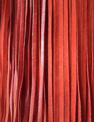 Borsa in vera pelle rossa con frange